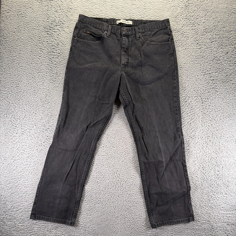Lee Jeans Men's 38x30‎ Black Cotton Denim Straight Workwear Faded Travel Utility